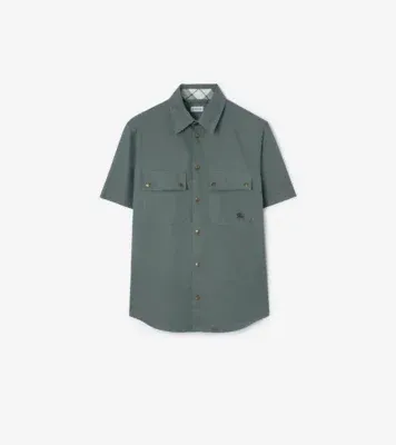 Relaxed Fit Tropical Gabardine Shirt in Seafarer blue