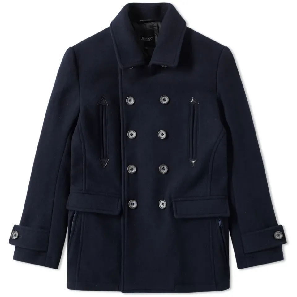Vanquish Black Heavy Melton Peacoat