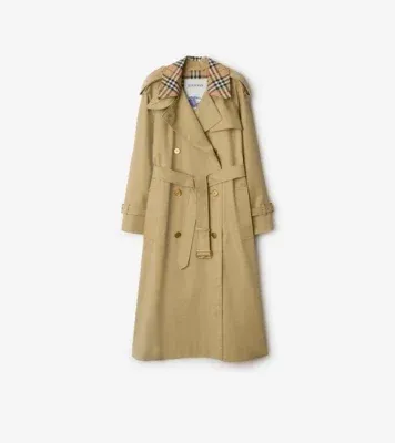 Long Check Collar Castleford Trench Coat in Hamper beige - Women, Cotton