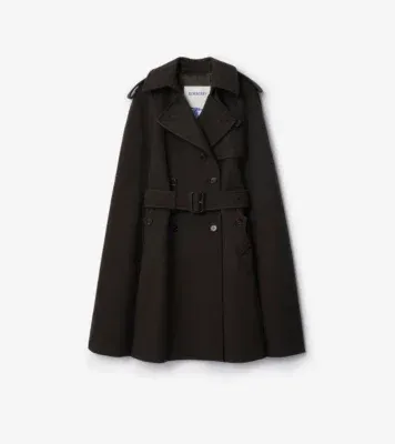 Cashmere Belmont Trench Cape in Cog brown melange