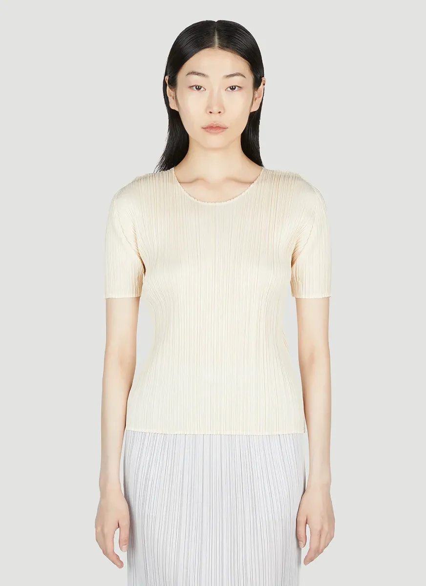 Pleated U-Neck Top