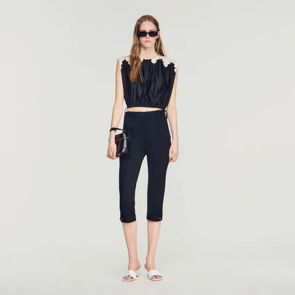 Contrast lace crop top