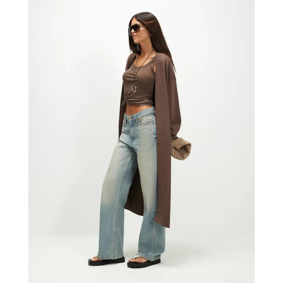 Knitted Ribbed Maxi Cardigan