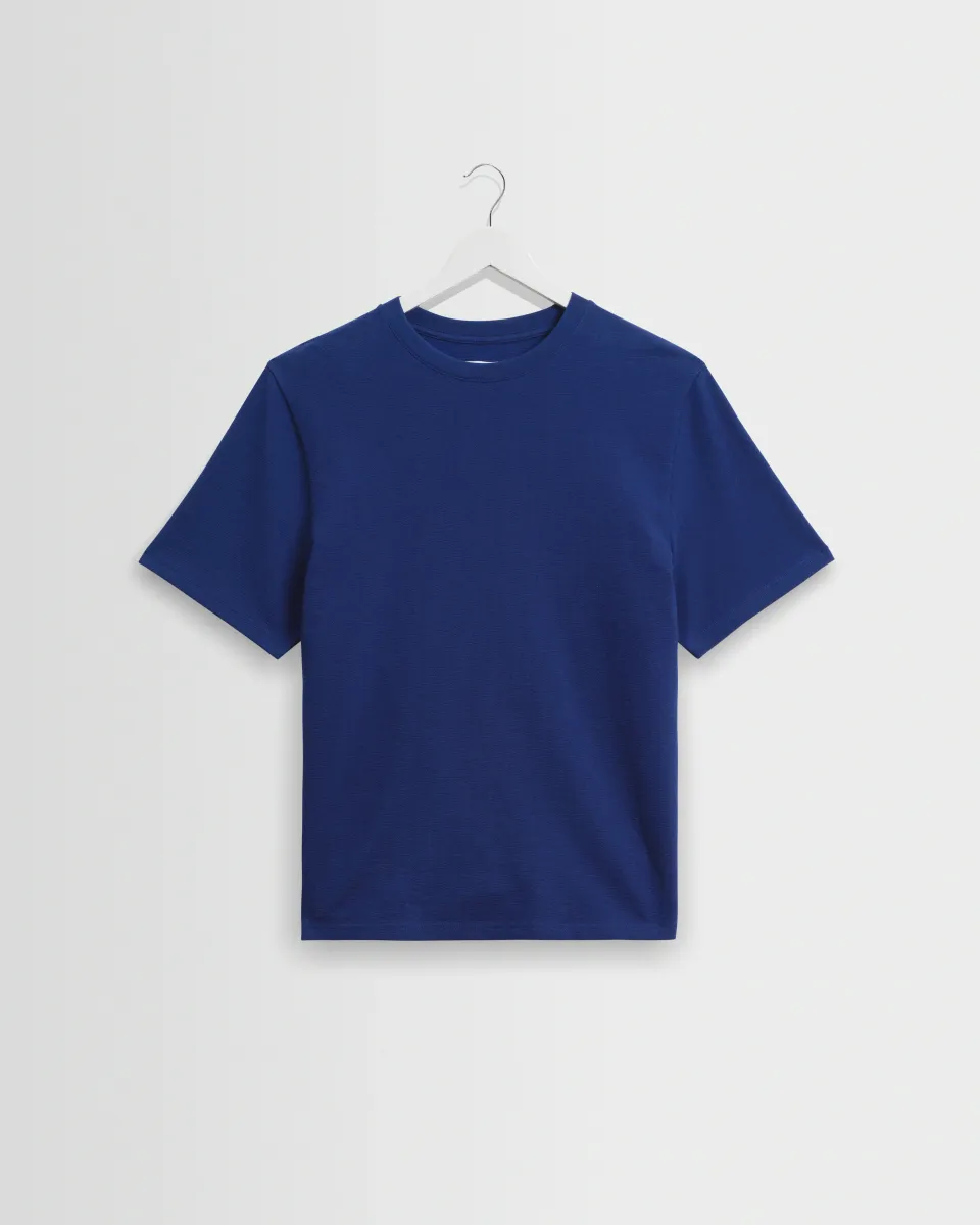 Dean - Cobalt Blue Textured Organic Cotton t-Shirt