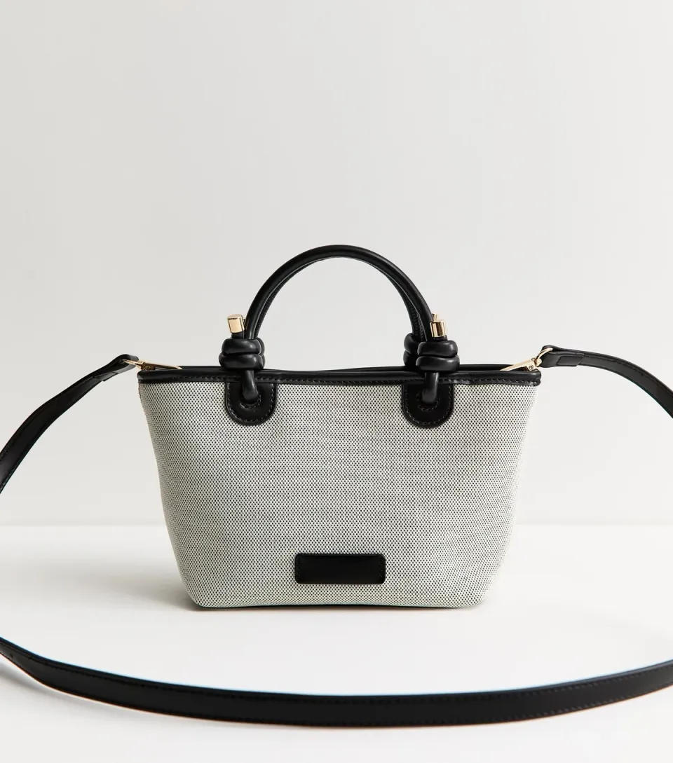 Black Mini Canvas Knot Handle Tote Bag