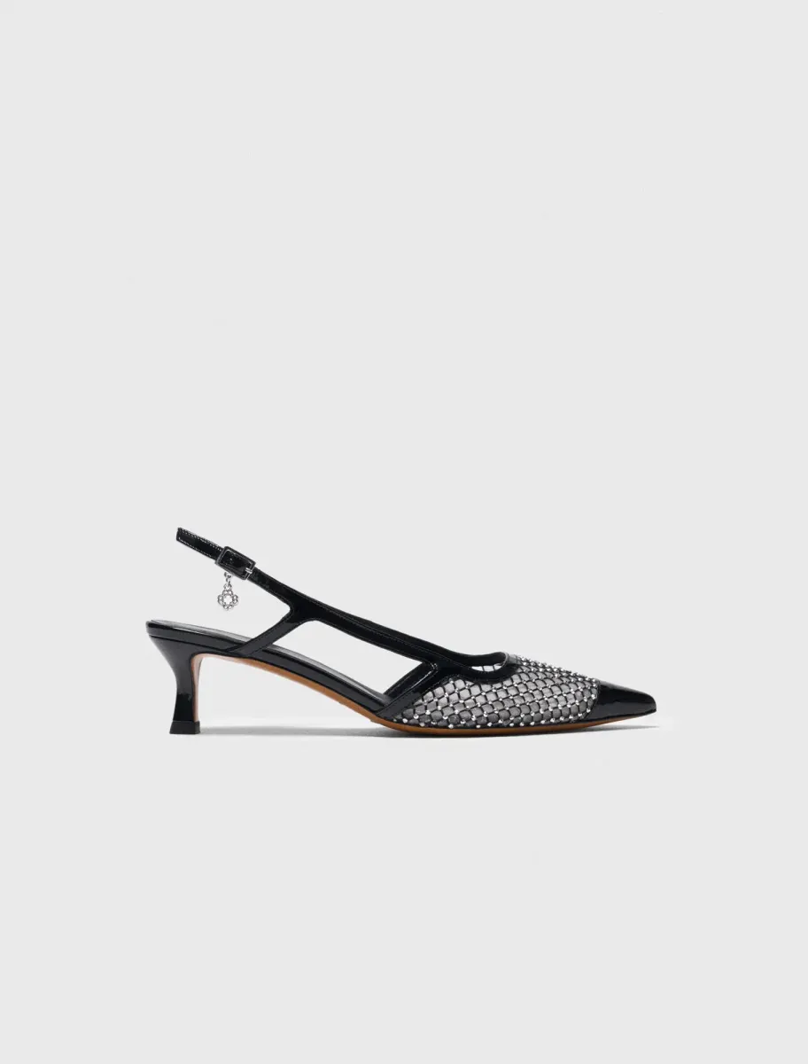 Rhinestone mesh pumps