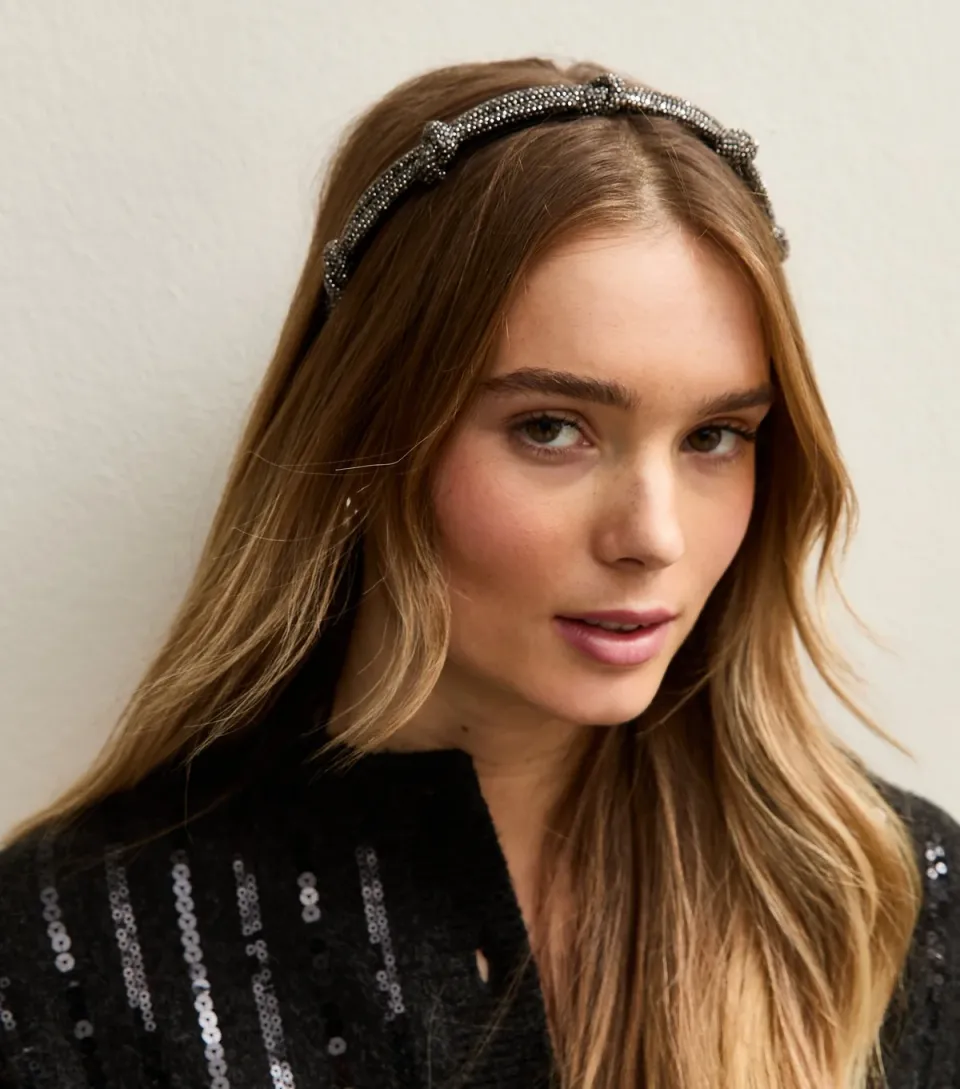 Black Diamante Knot Headband