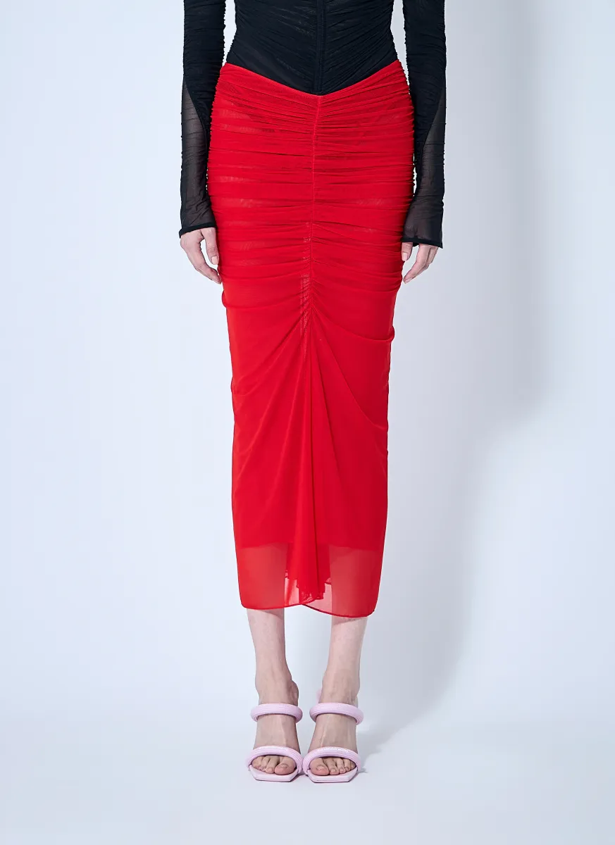 Mesh Ruched Skirt