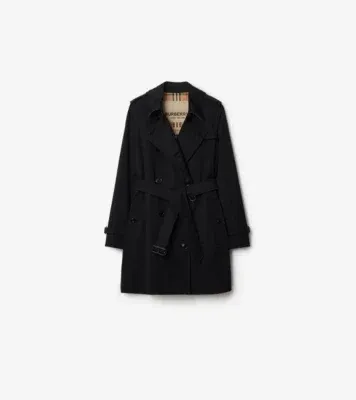 Short Kensington Heritage Trench Coat in Black - Women, Cotton Gabardine