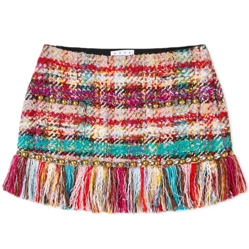 Fringed Hem Mini Skirt