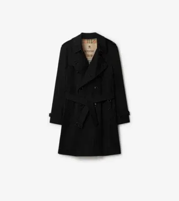 Mid-length Kensington Heritage Trench Coat in Black - Men, Cotton Gabardine