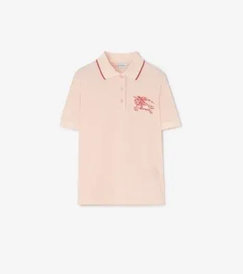 Heart Knight Cotton Polo Shirt in Compact pink