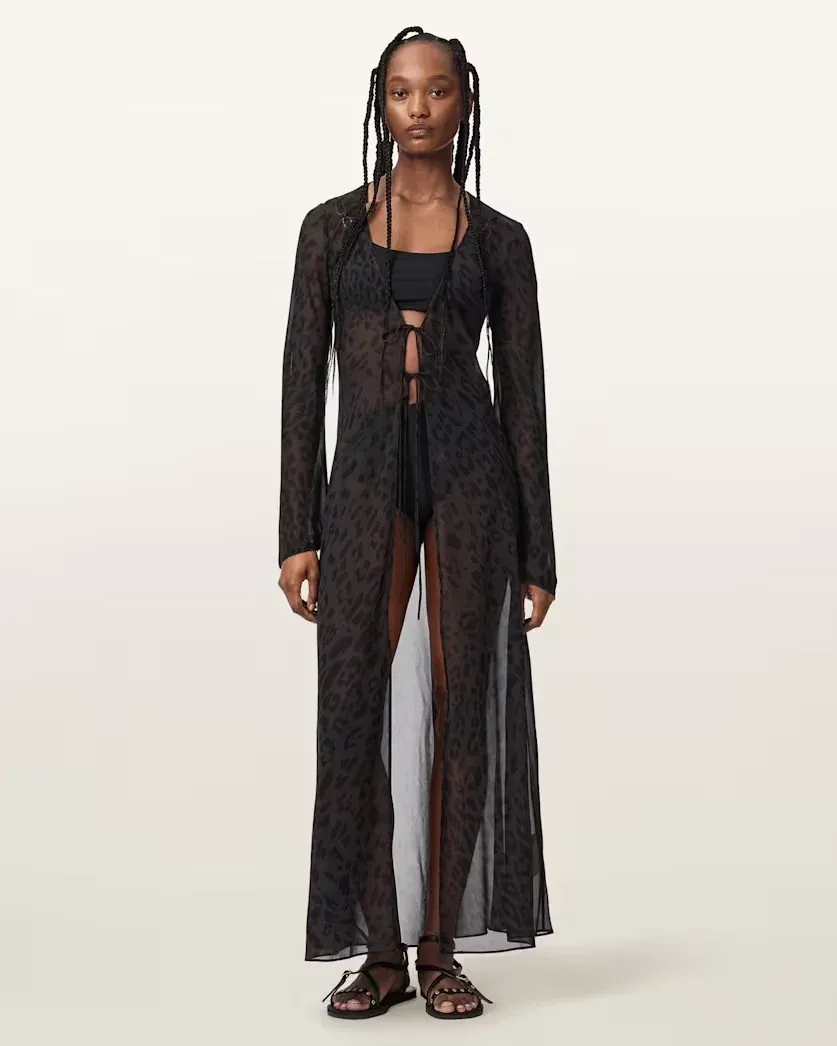 Zalia Monochromatic Animal Print Maxi Dress