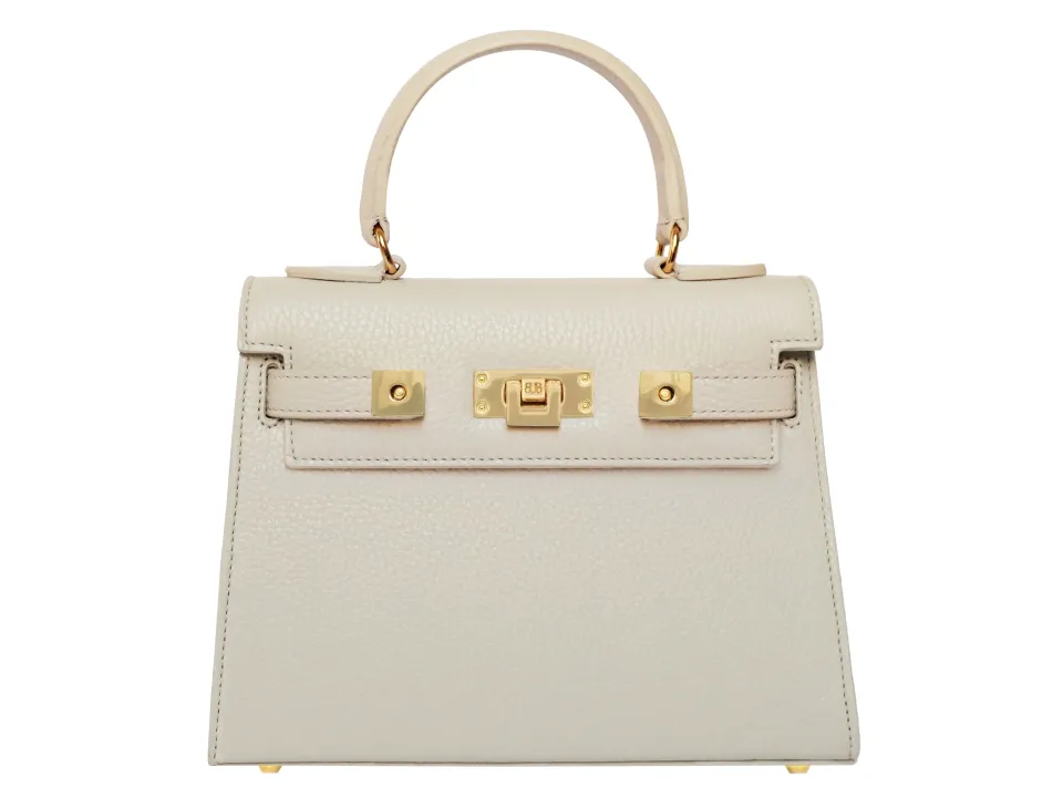 Maya Midi Caribou Soft Grainy Print Calf Leather Handbag - Beige - 2