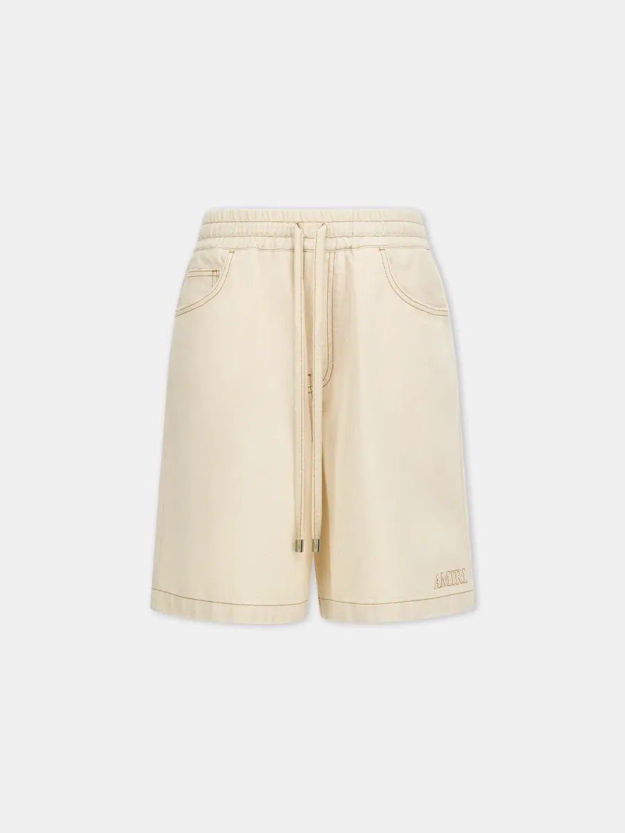 DRAWSTRING DENIM SHORT - Ecru