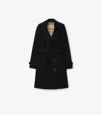 Mid-length Chelsea Heritage Trench Coat in Black - Women, Cotton Gabardine