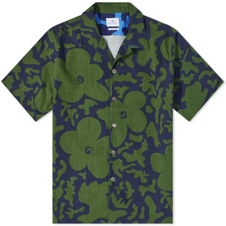 Macro Floral Print Vacation Shirt
