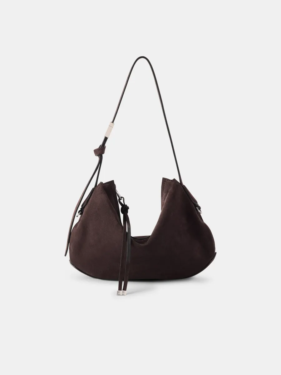 WOMEN - WOMEN'S SUEDE BABY BISCOTTO BAG - Dark Brown