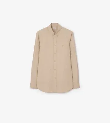 Slim Fit Cotton Shirt in Oatmeal beige