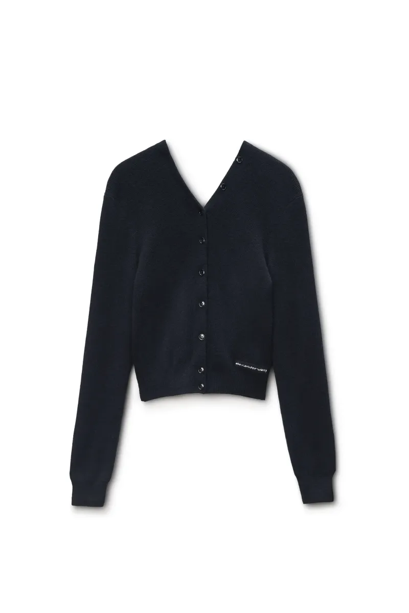 Cardigan in Wool with Continuous Placket