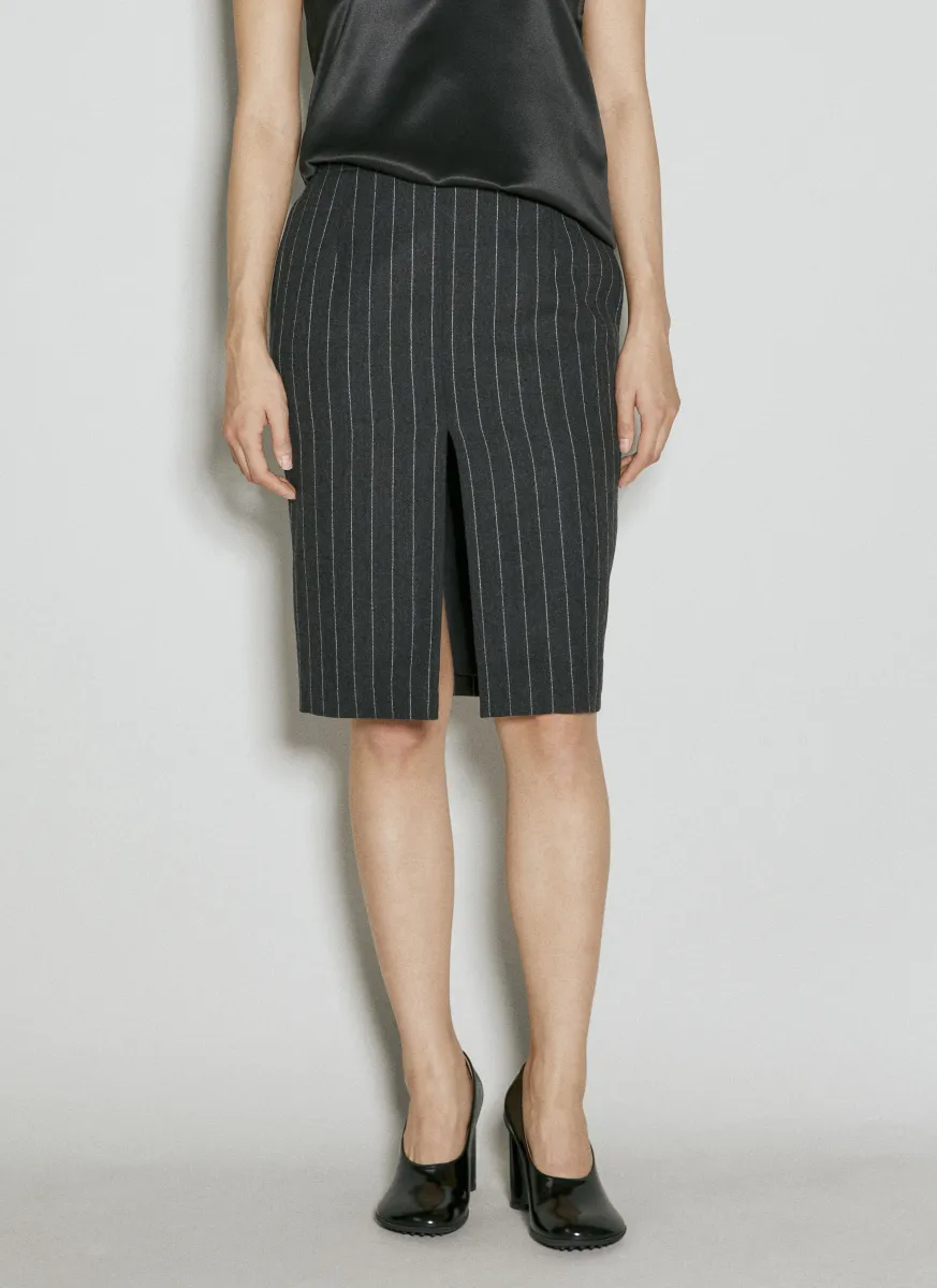 Striped Wool Pencil Skirt