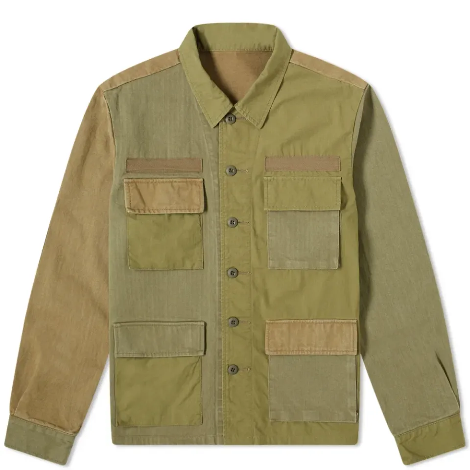Fabric Mix Fatigue Shirt