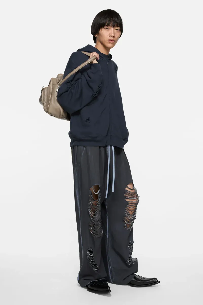 Distressed logo hoodie