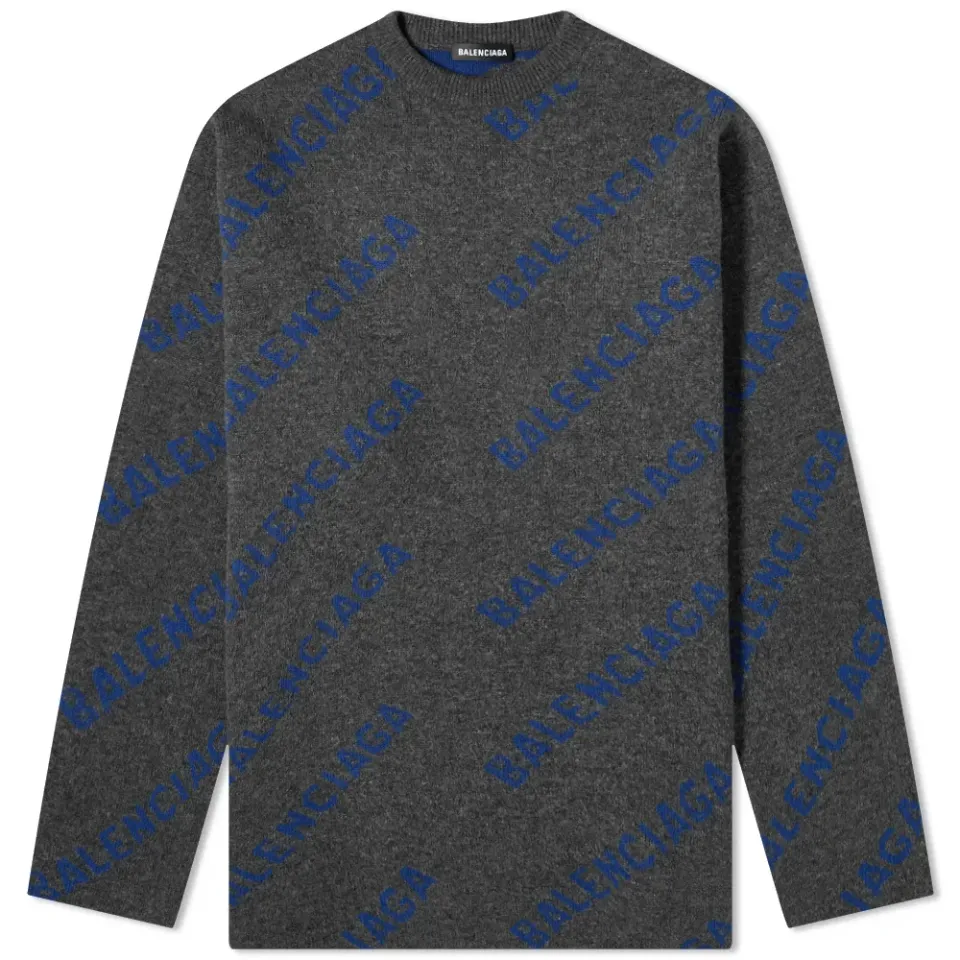 All Over Logo Intarsia Crew Knit