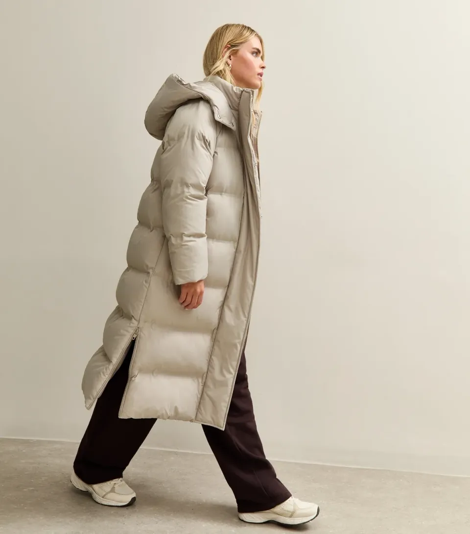 Women's Petite Black Longline Tiered Puffer Jacket