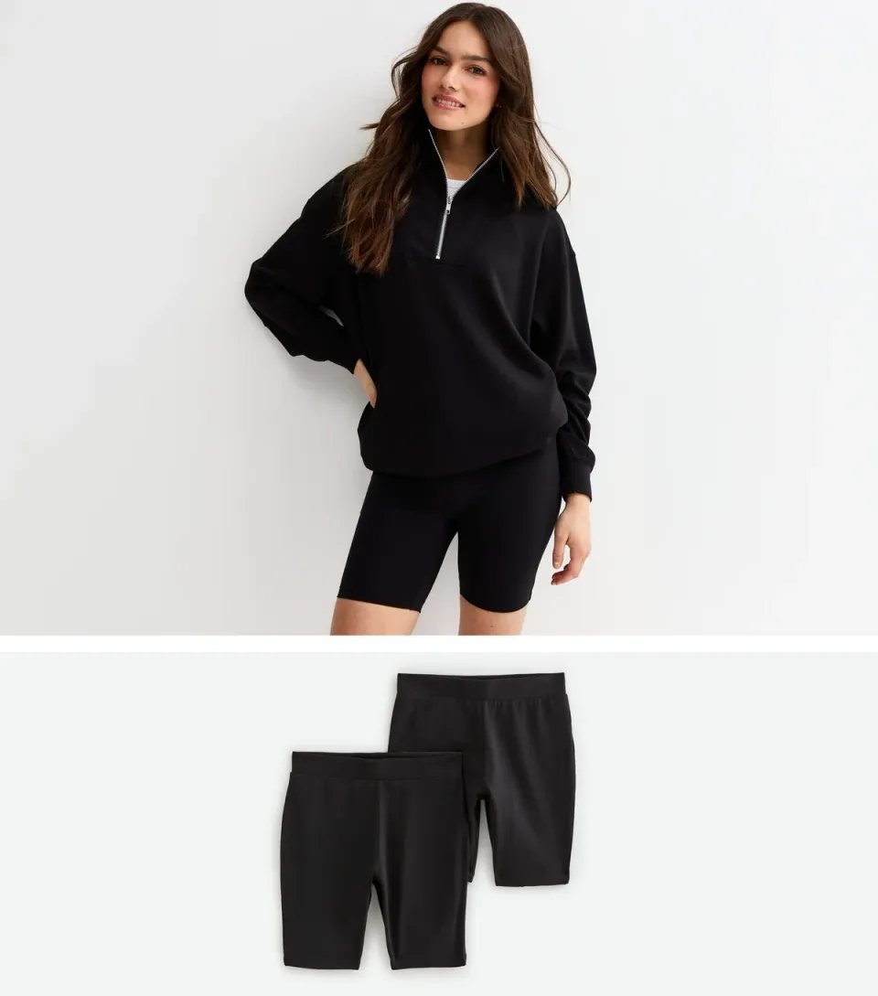 Women's Petite Pack Of 2 Stretch Cotton Cycling Shorts