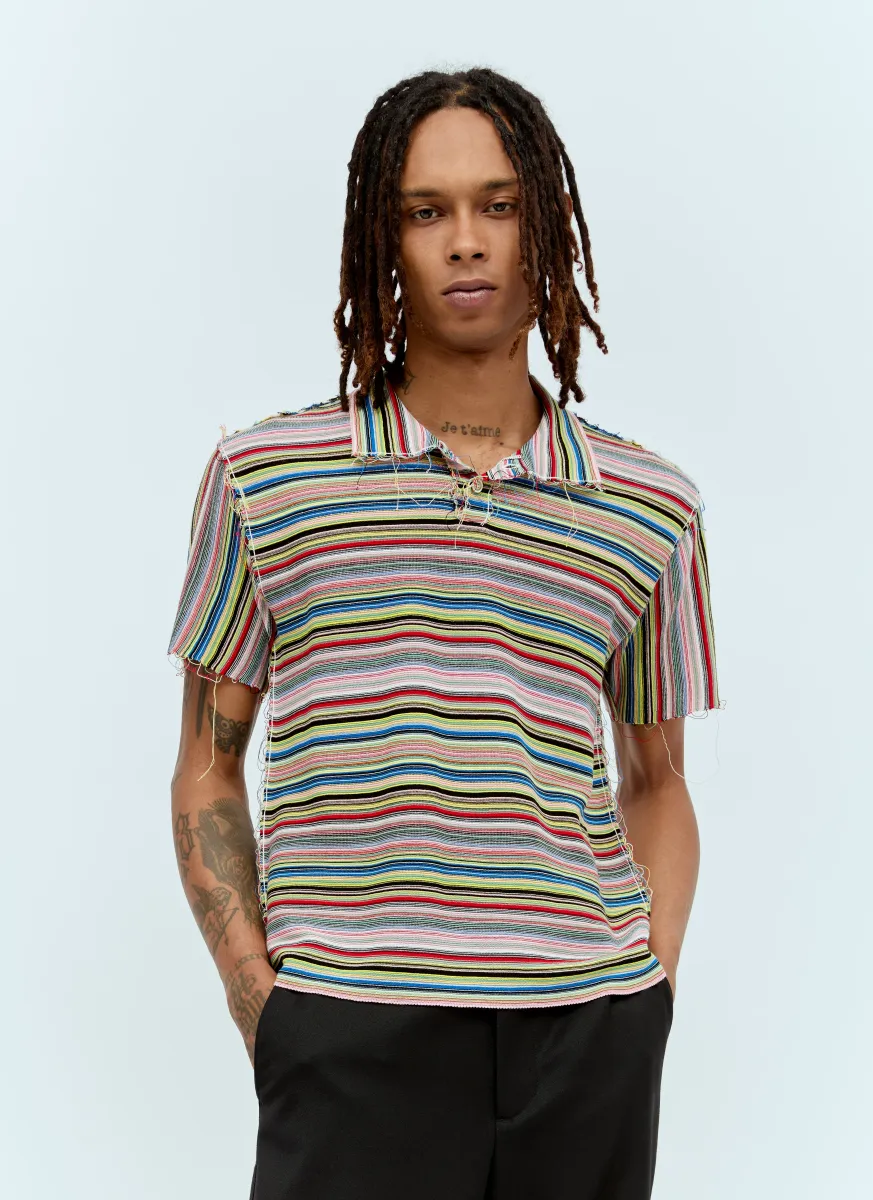 Stripe Knit Polo Shirt