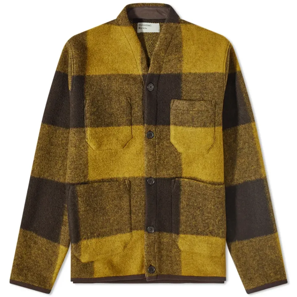 Studio Check Wool Fleece Cardigan