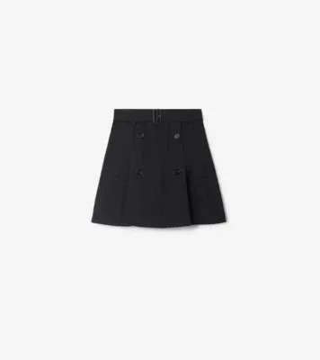 Gabardine Trench Mini Skirt in Black