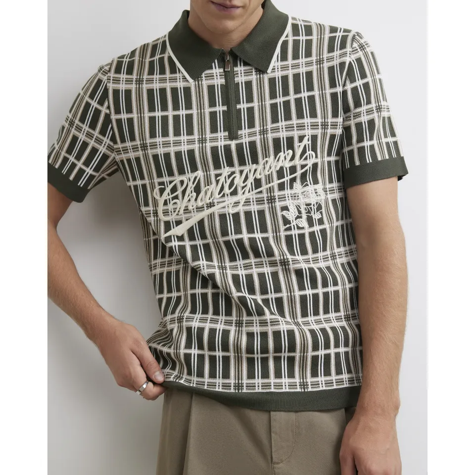 Check Knit Chatoyant Polo Shirt