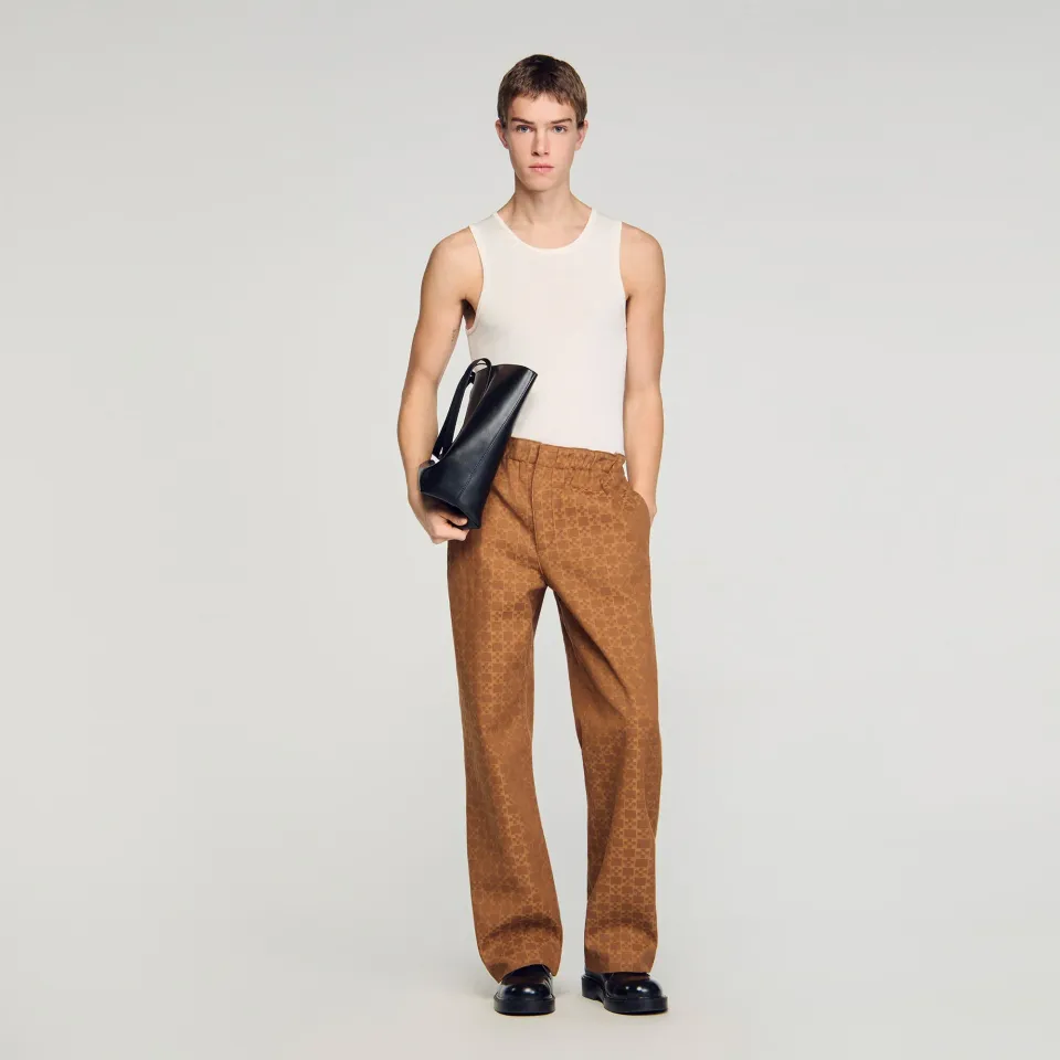 Wide-leg jacquard SquareCross jeans