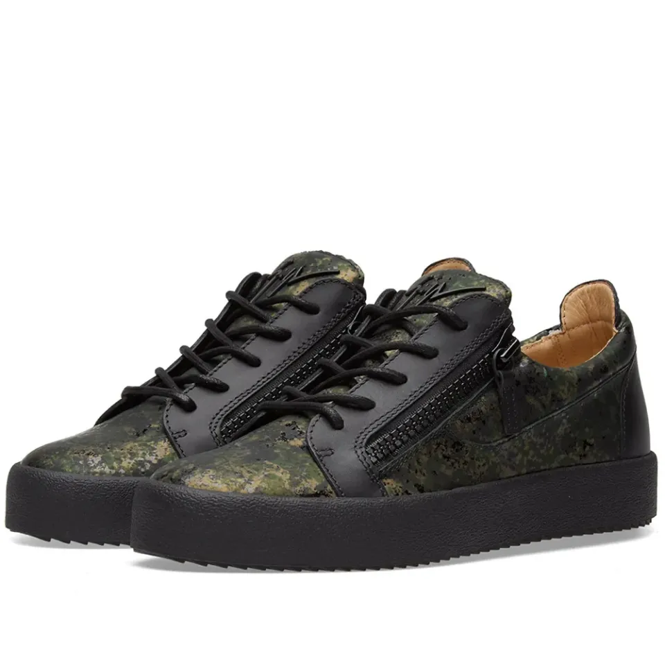 Double Zip Leather Low Sneaker