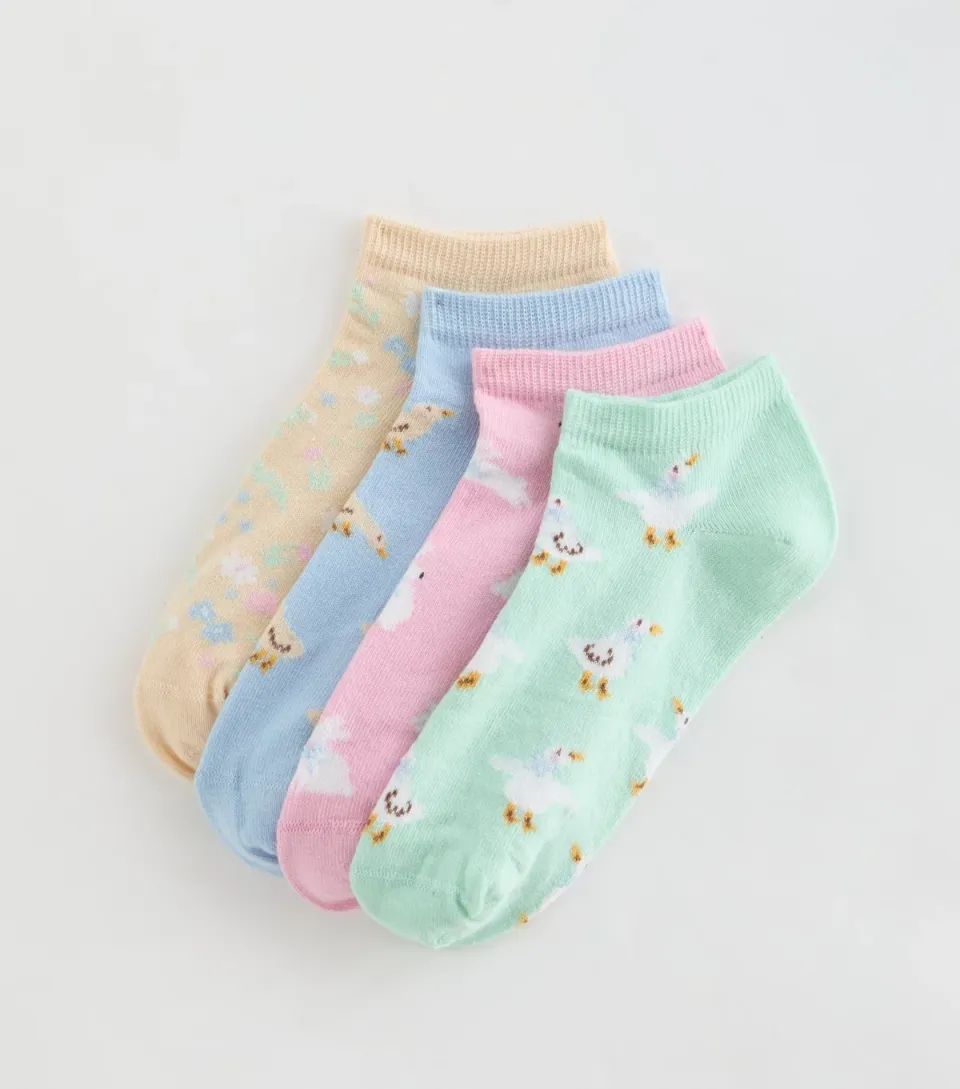 Pack of 4 Multicolour Animal Patterned Trainer Socks