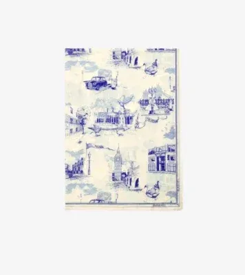 London Landmarks Wool Silk Scarf in Knight blue