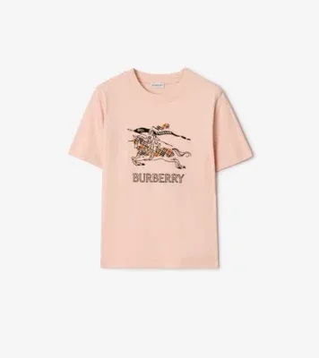 Knight Sketch Cotton T-shirt in Bouquet pink