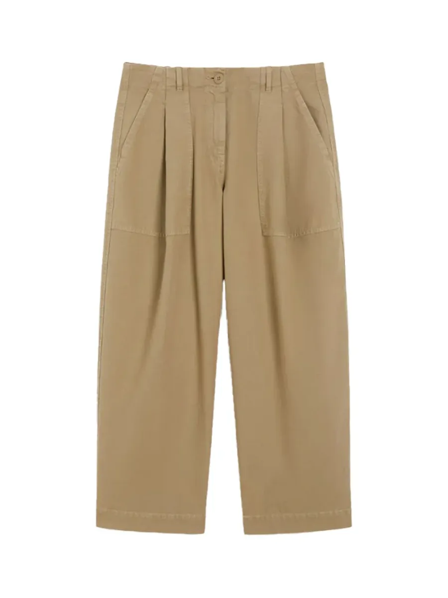 Canvas barrel-leg jeans