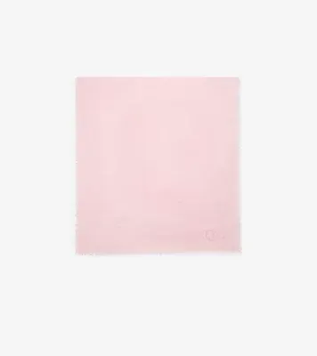 Wide Check Wool Silk Scarf in Sugar pink