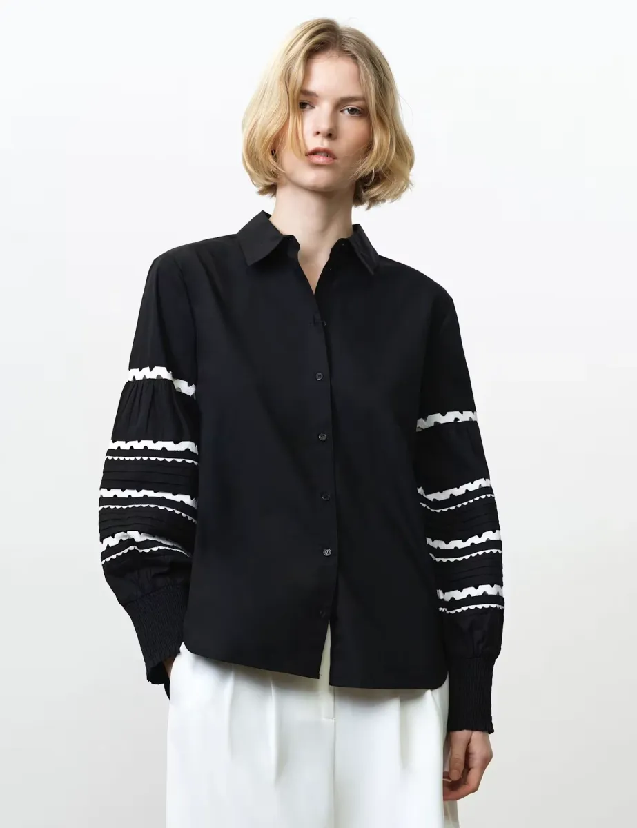 Pure Cotton Textured Shirt Black Mix