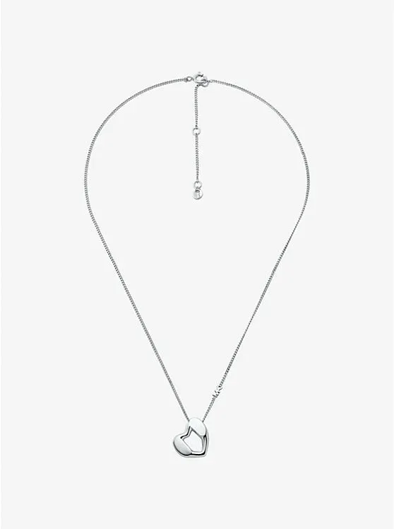Precious Metal-Plated Sterling Silver Heart Pendant Necklace