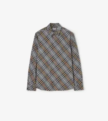 Classic Fit Check Cotton Shirt in Wave blue