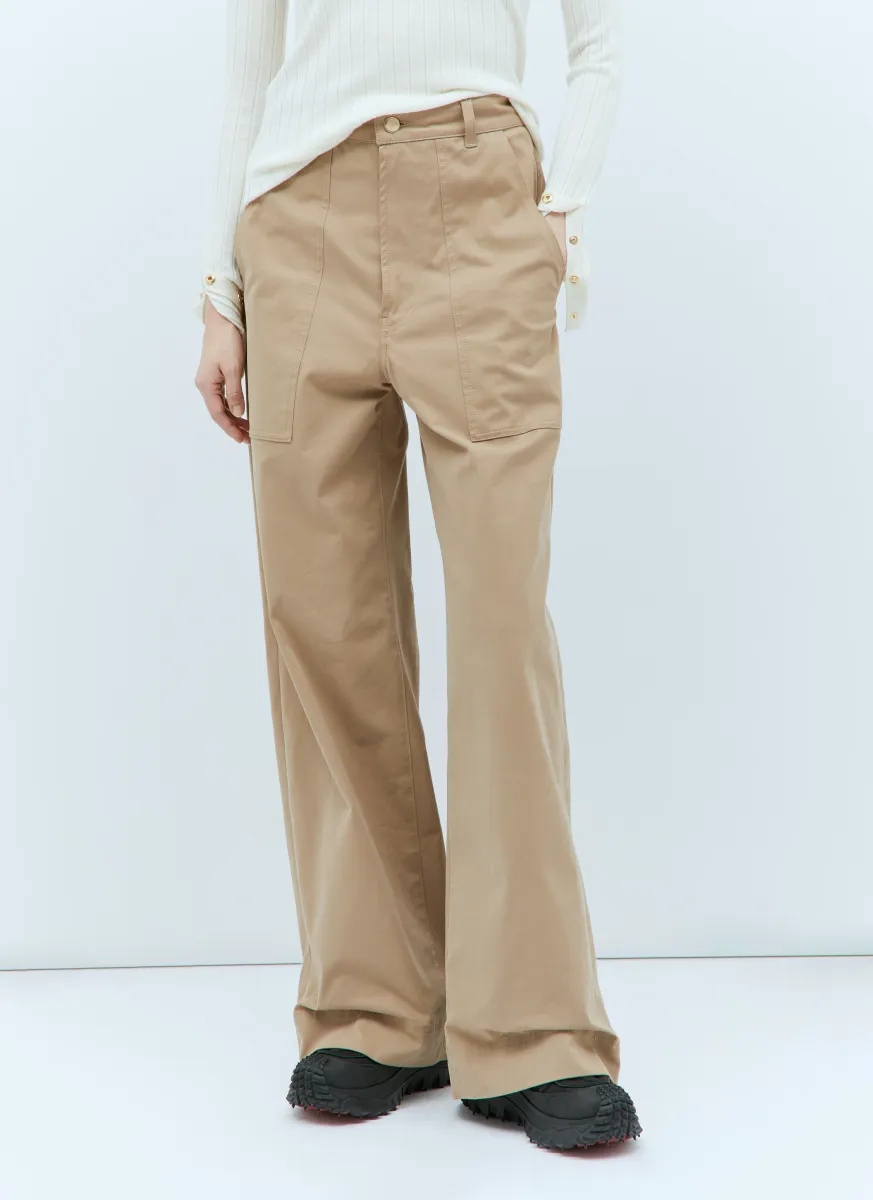 Wide-Leg Twill Pants