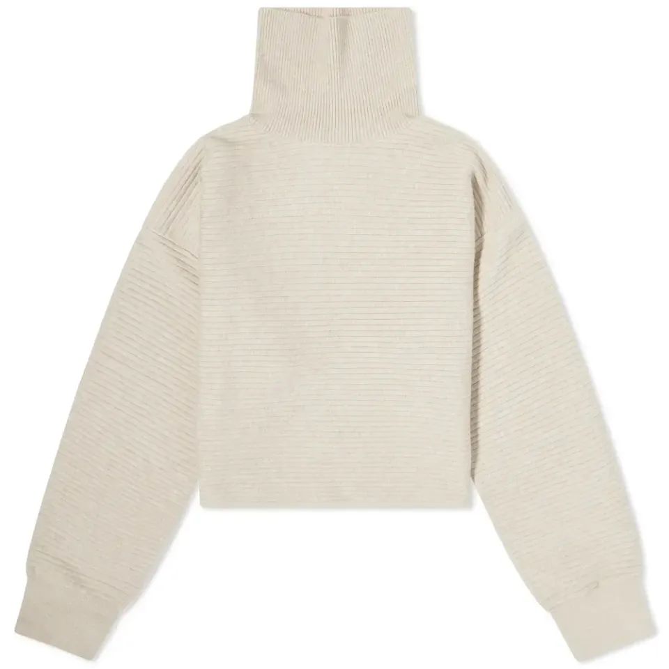 Wide Rib Crop Mock Neck Crew Sweat