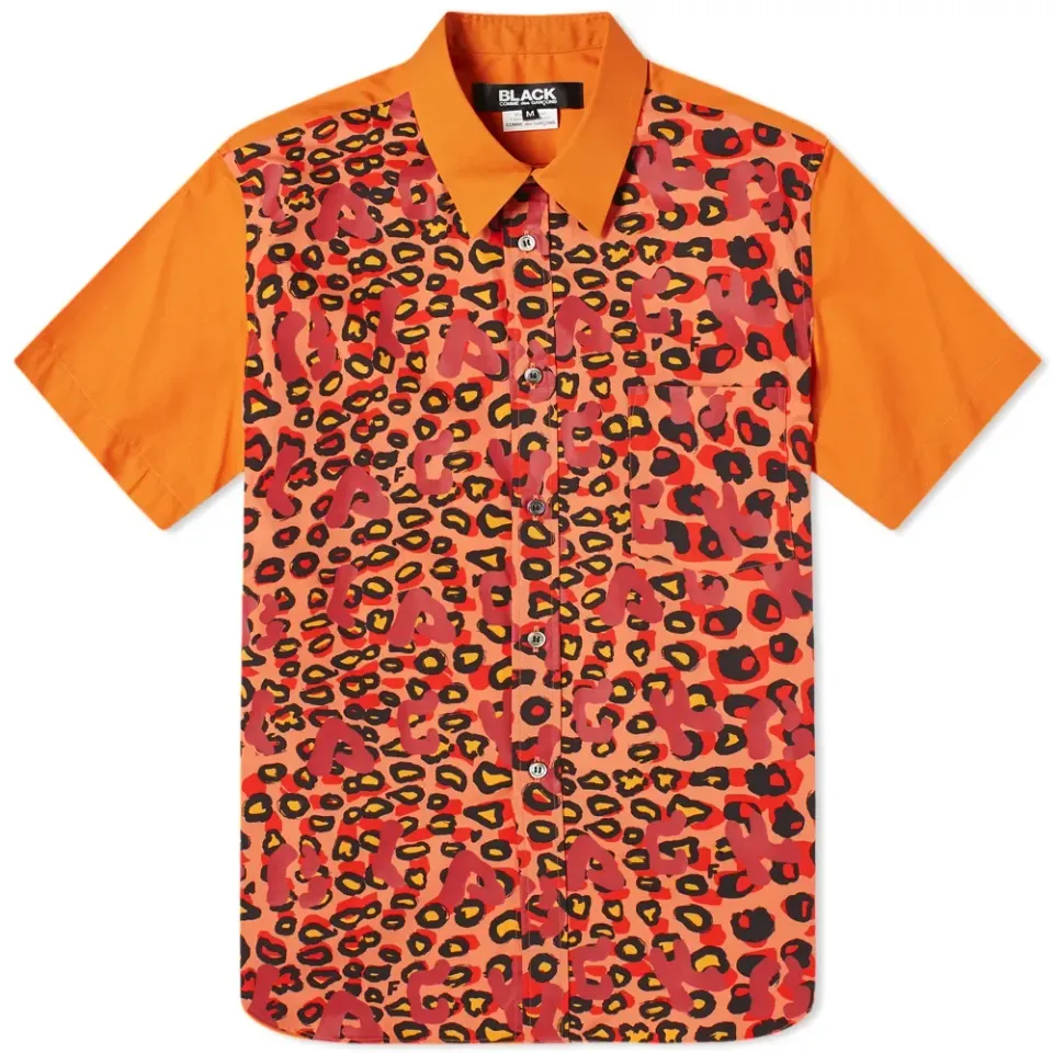 Comme des Garcons Black Leopard Print Short Sleeve Shirt
