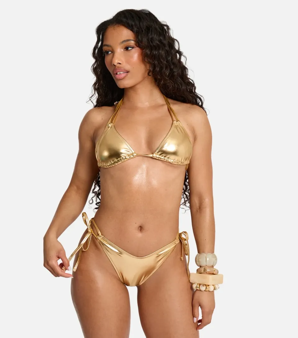 Women's Gold Foiled Bikini Bottoms