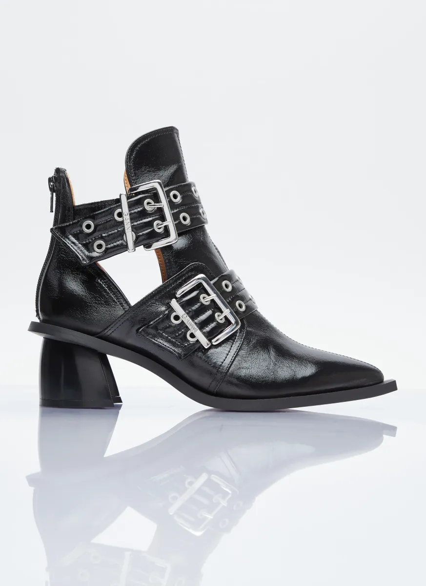 Chunky Buckle Open Cut Boots