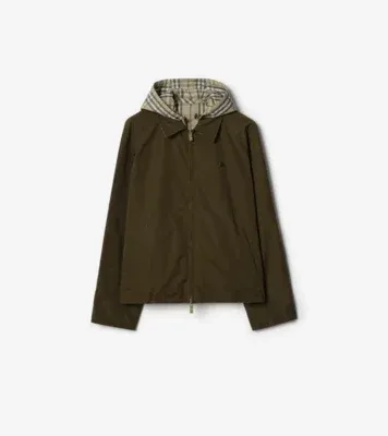 Reversible Check Cotton Jacket in Marsh green